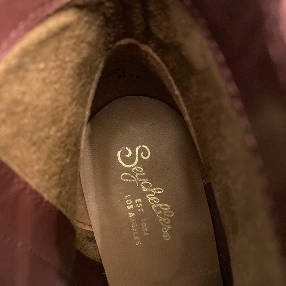 Seychelles Upside Boot Wine Leather Side Zip Western Inspired Women's 8.5 - Picture 11 of 13